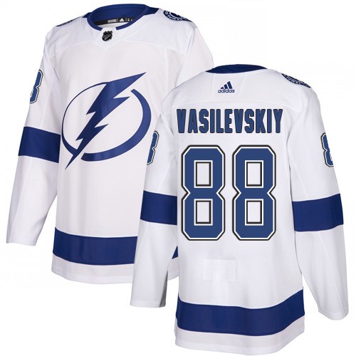 Adidas Tampa Bay Lightning #88 Andrei Vasilevskiy White Road Authentic Stitched Youth NHL Jersey